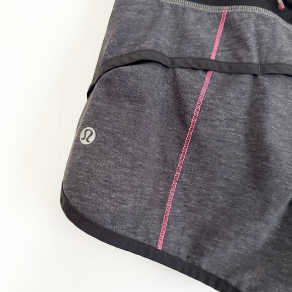 LULULEMON Speed Shorts Charcoal Gray Pink 4 - Picture 7 of 9